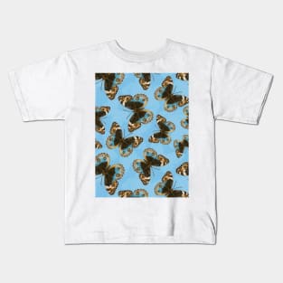 Blue Pansy Butterfly pattern on blue Kids T-Shirt